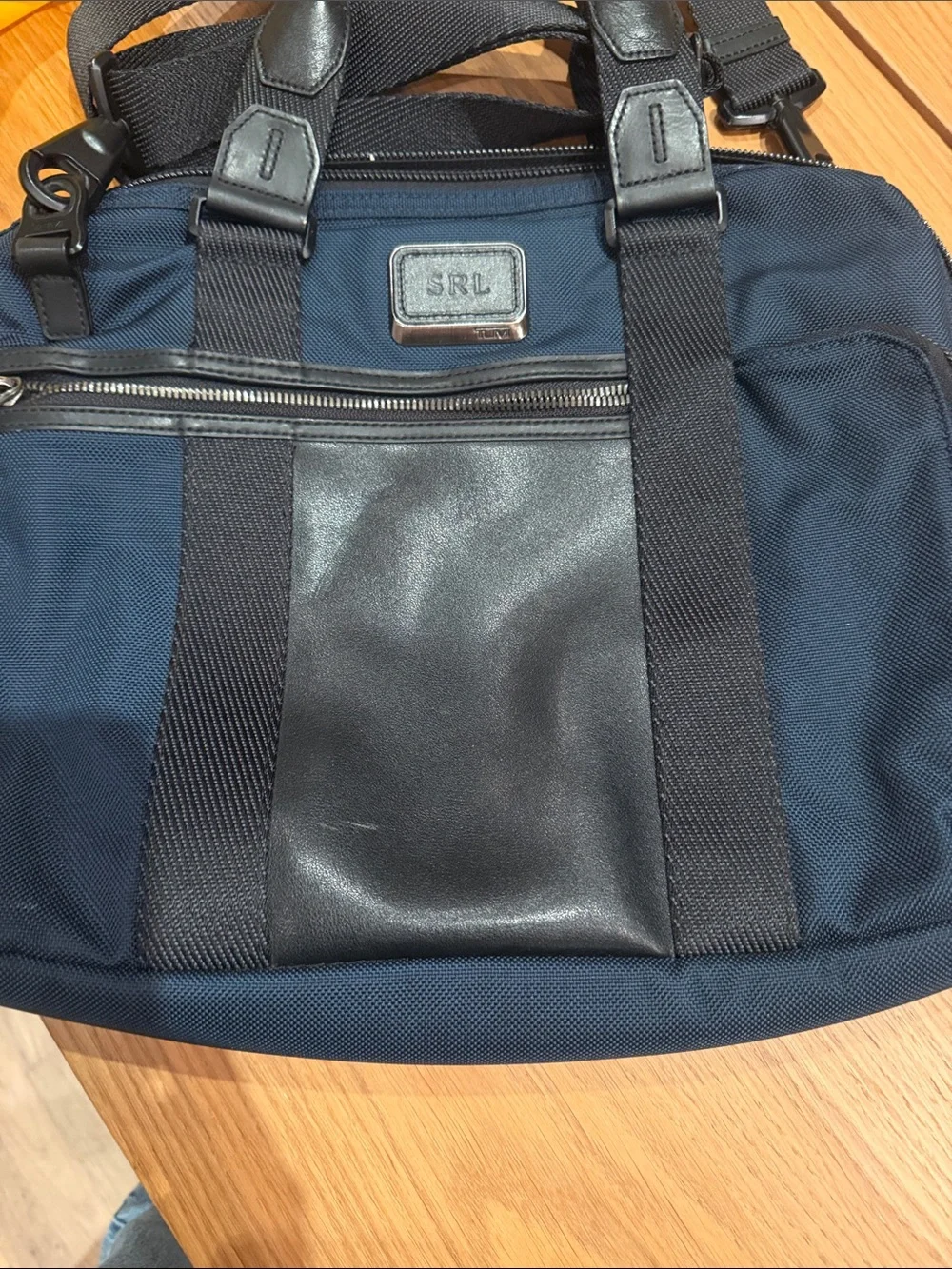 Navy Tumi Crossbody Briefcase - Durable Travel & Work Bag